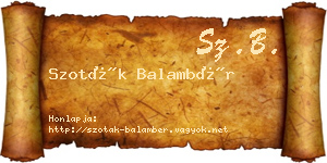 Szoták Balambér névjegykártya